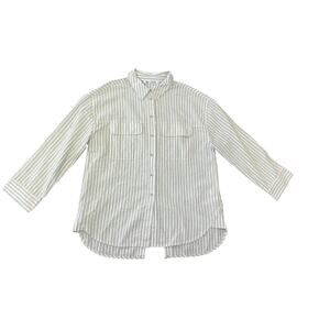 Zara Striped Bow Tie Back Oversized Button Up Shirt Women’s Size Small Casual